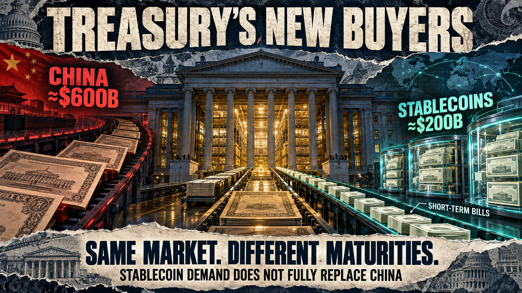 Stablecoin issuers have replaced 40% of China’s lost US Treasury demand